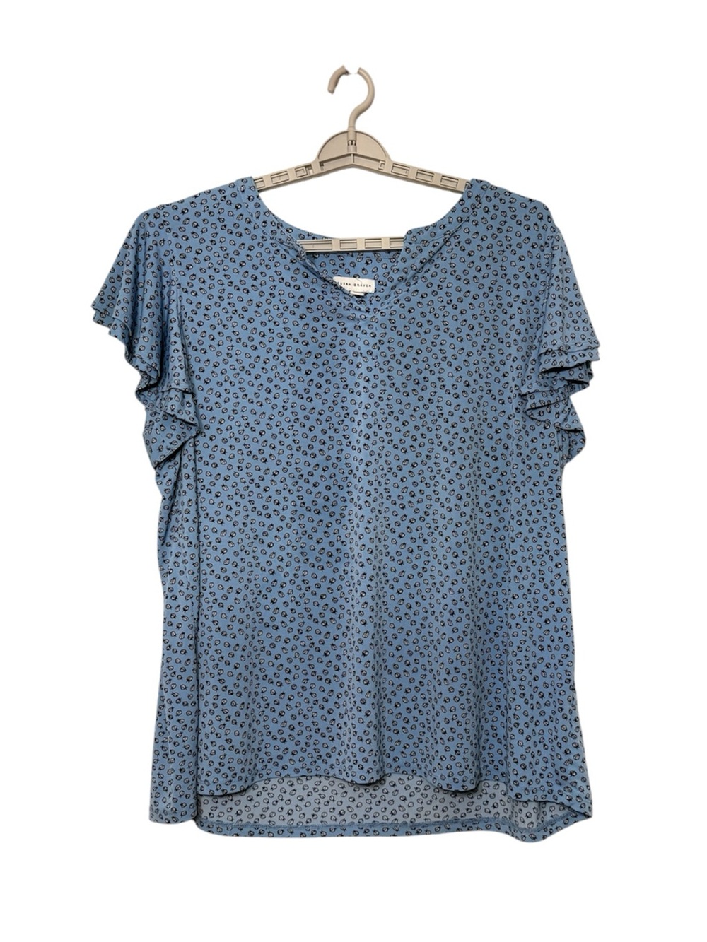 Susan Graver Liquid Knit Top‎ Stretchy Blouse Flutter Sleeves Ladybugs 2X